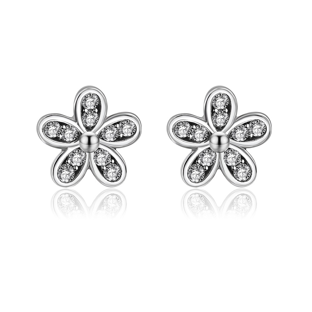 Silver Morning Dew Flower Earring